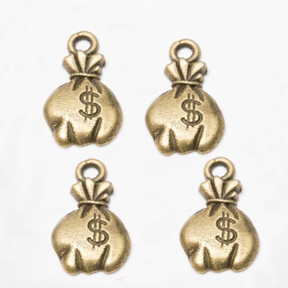 100 Pcs Antique Bronze Mini US Dollar Sign Money Bag Charms, Diy Accessories Bulk Pack for Bracelets, Necklaces, Crafts - Image 3
