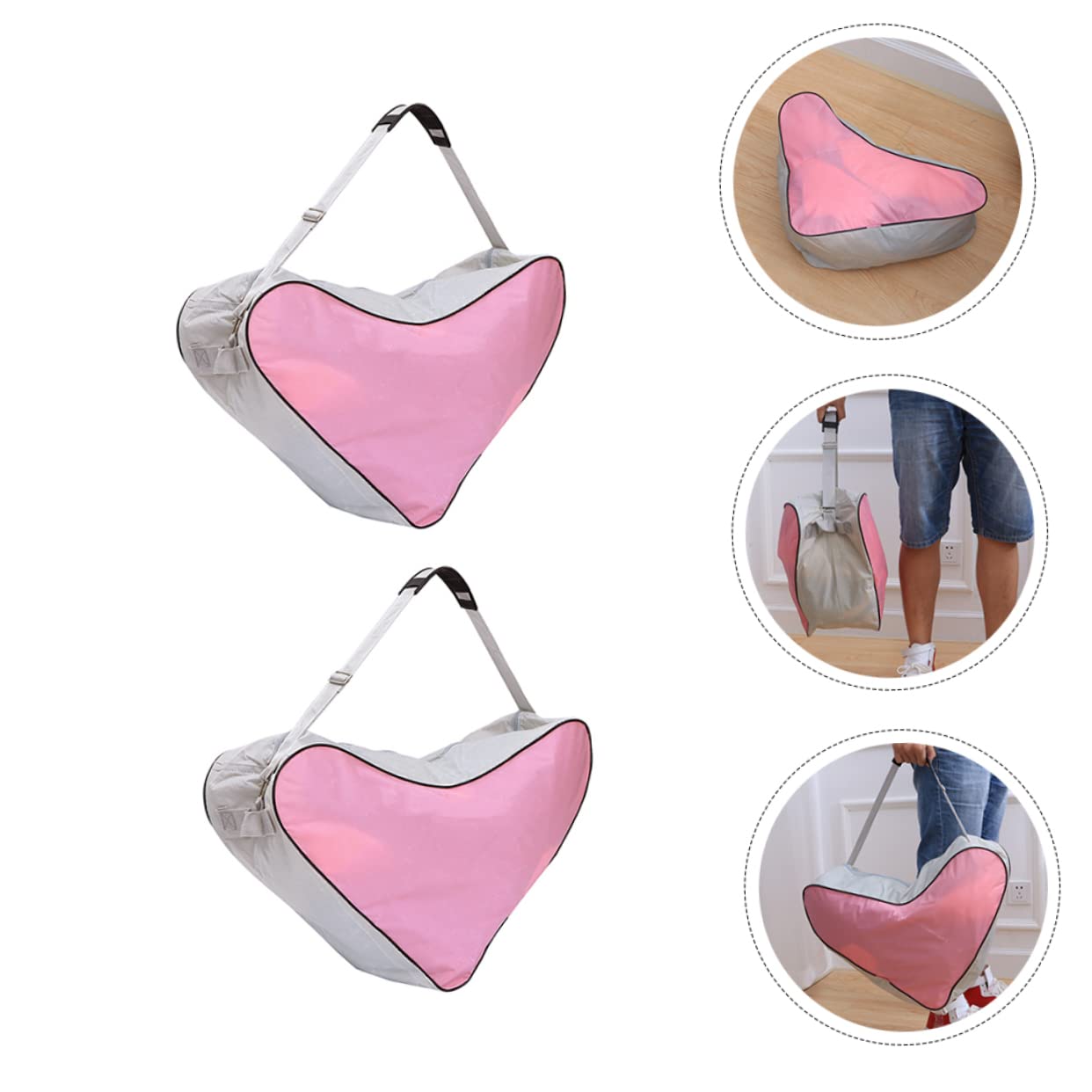 TOYANDONA Borsa per Pattini a Rotelle Triangolare Rosa, 2 Pezzi | Tessuto Oxford, Design Portatile Riutilizzabile, Facile da Pulire per Pattini e Scarpe