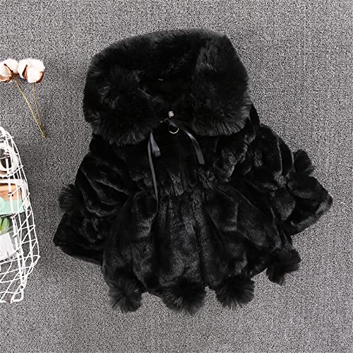 Faux 𝗙𝘂r Coat for Girls Long Sleeve Zip 𝗙𝘂r Collar Thicken Fluff Jacket Winter Solid Windproof Outerwear2