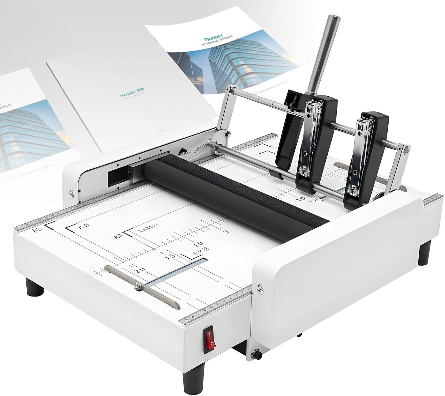 LJLYYDS Booklet Maker Machine, A3 Folding Binding Machine for Saddle Stitch Brochures and Manuals, 11.7 x 16.5 Inch, Easy to Use and Efficient