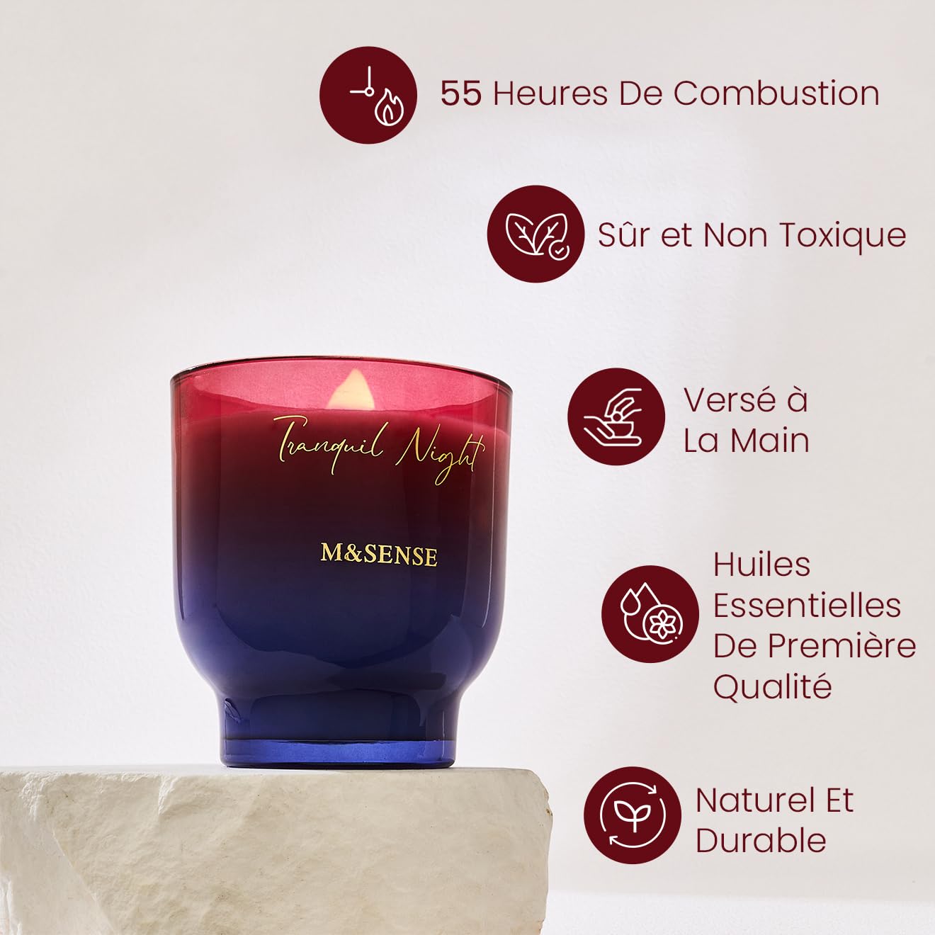 M&SENSE Gardenia Bougie Parfumée Grande Bougie de Soja à 2 Mèches|12.7oz 360g de cire de Soja Naturelle|70 Heures de Combustion|Bougies Cadeaux pour Femmes|Bougie Decorative