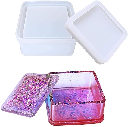 Square Shape Storage Box with Lid Mould/Mold | Resin Silicone Casting Mould DIY Mould Epoxy Resin Molud Jewellery Mould - 1 PC