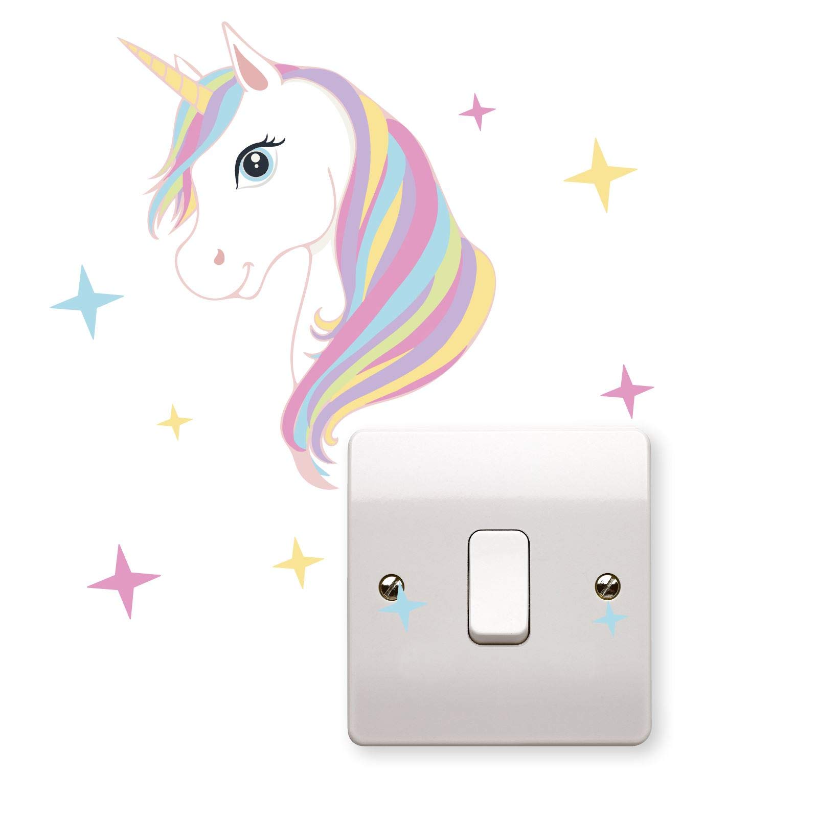 Stika.co Light Fantasy Unicorn And Stars Switch Vinyl Sticker, Laptop Wall Art Kids Bedroom Playroom Decor, 120 X 100Mm
