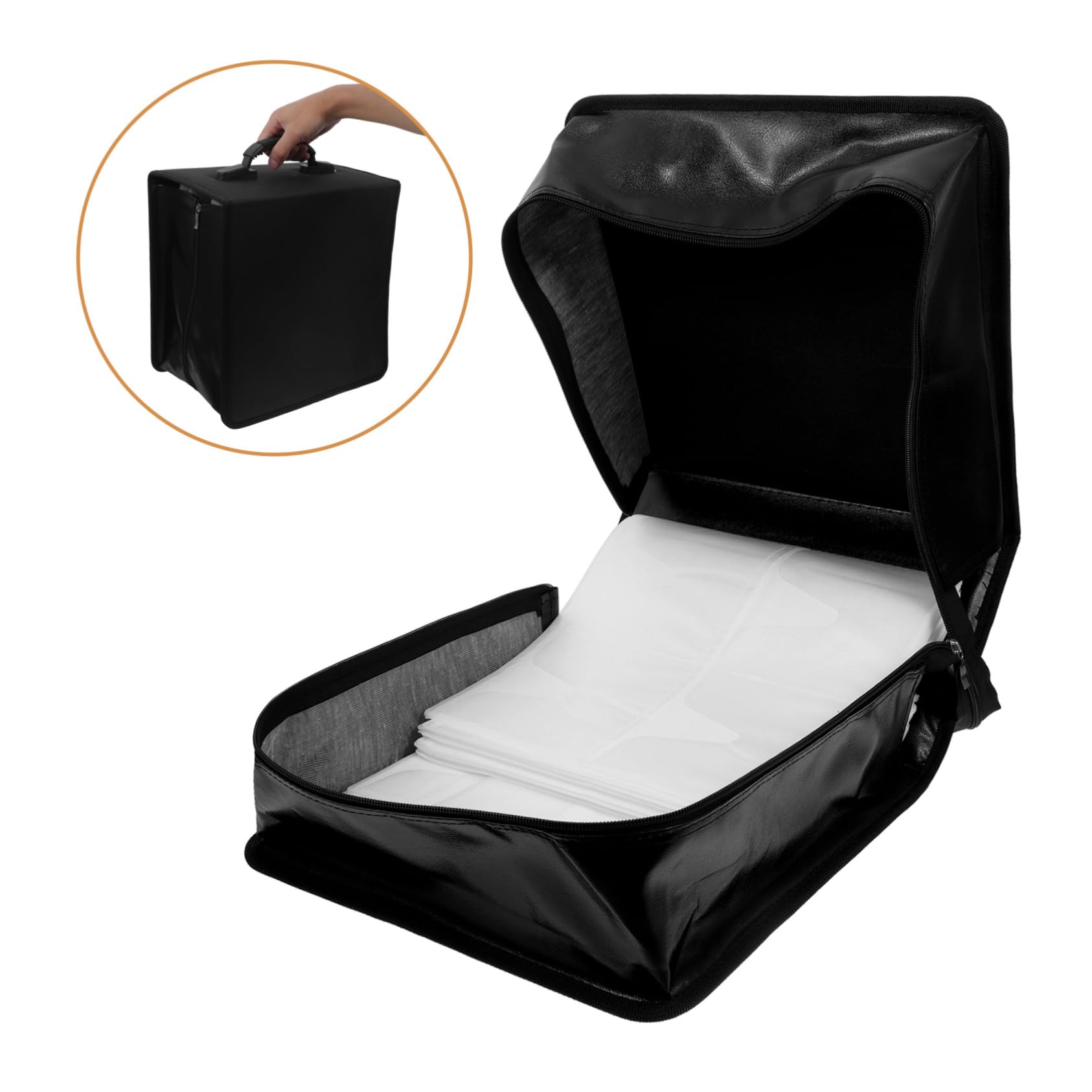 Didiseaon Portaoggetti Per Dvd in Pelle Pu Organizer Per Cd e Dvd Da Dischi Con Maniglia Raccoglitore Per Auto Casa Ufficio e Viaggio Nero