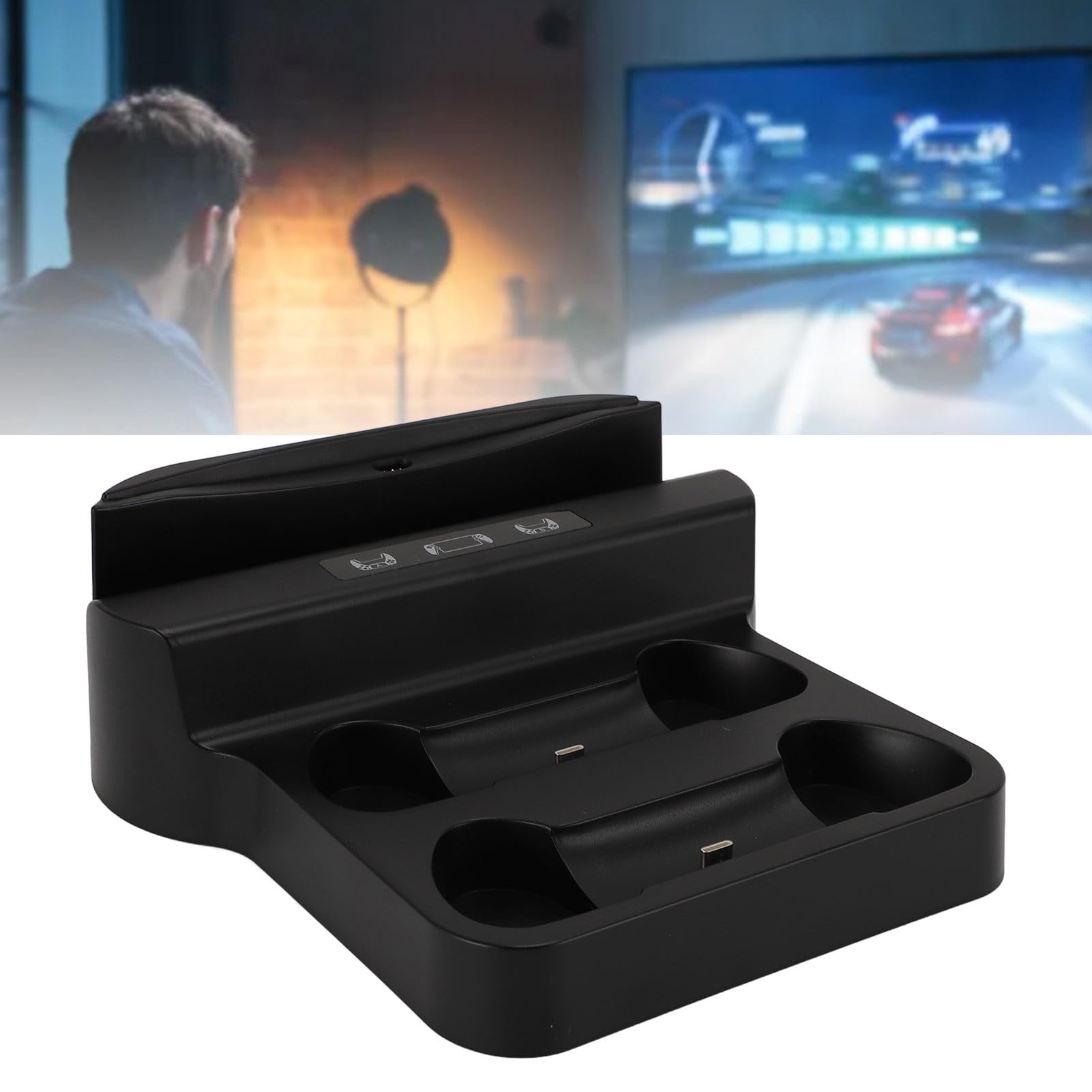 Dock di Ricarica per Portale PS PS 5, Supporto di Ricarica Doppio Controller 3 in 1 con Indicatore LED e Cavo USB C, Supporto per Caricabatterie Portale PS per Portale PS/PS 5