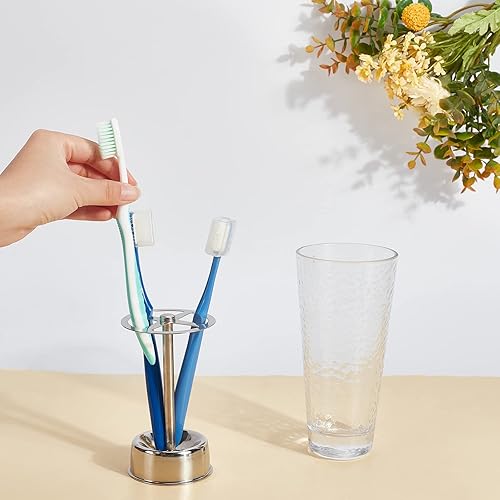 Miniatura 3 de FINGERINSPIRE 2 soportes para cepillos de dientes de acero inoxidable (2.76 x 5 pulgadas), soporte organizador de cepillos de dientes plateado,