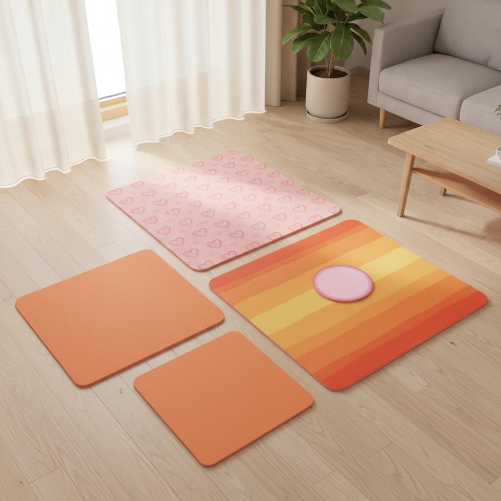 Sprungseilmatte, Stoßdämpfung, Orange Regenbogen, 100x100cm