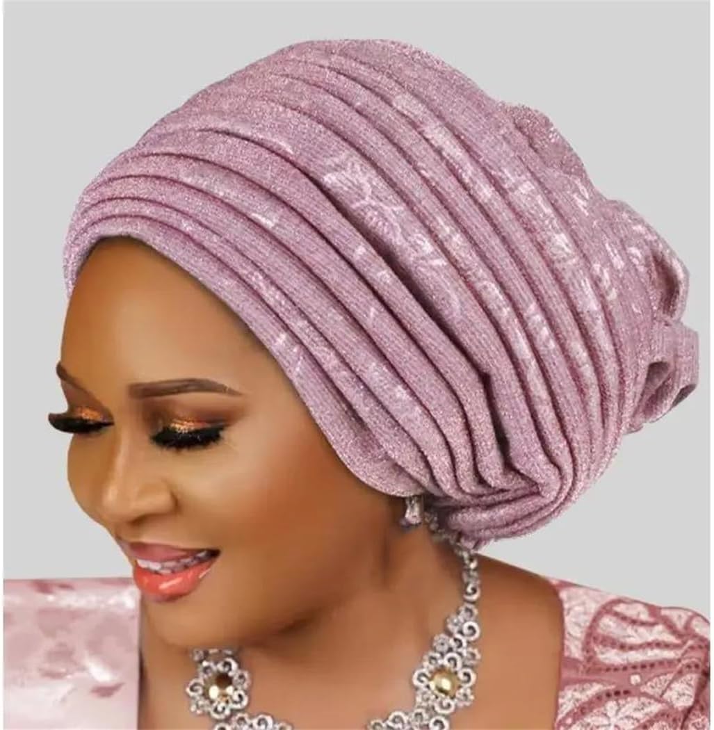 Nigerian Wedding Turban Cap Women Pleated Headscarf Hijab Bonnet African Auto Headwrap