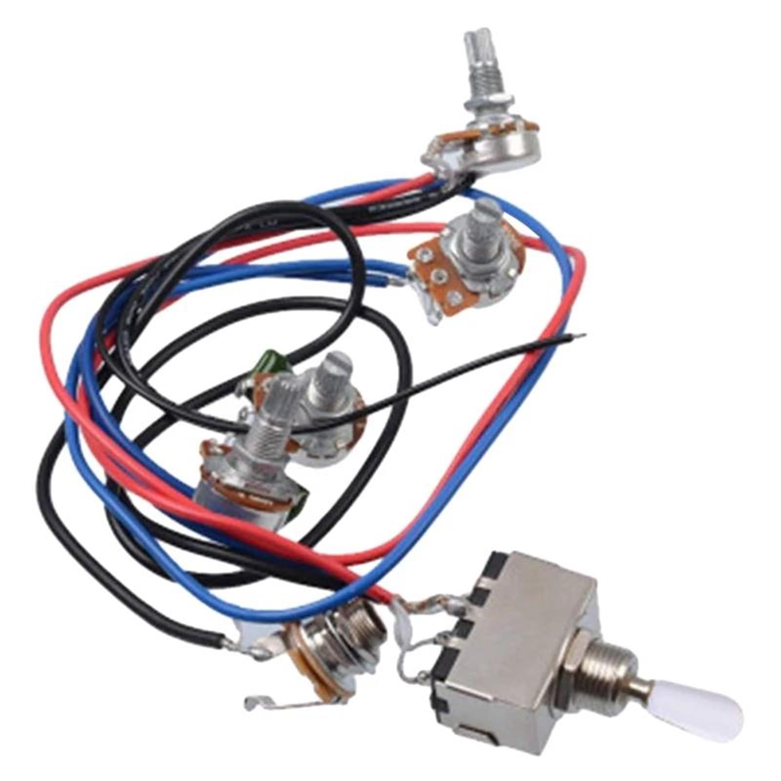 Arnés Cableado Guitarra Eléctrica Kit de cableado para pastilla de guitarra eléctrica LP potenciómetro 2T2V 500K con interruptor de tres vías