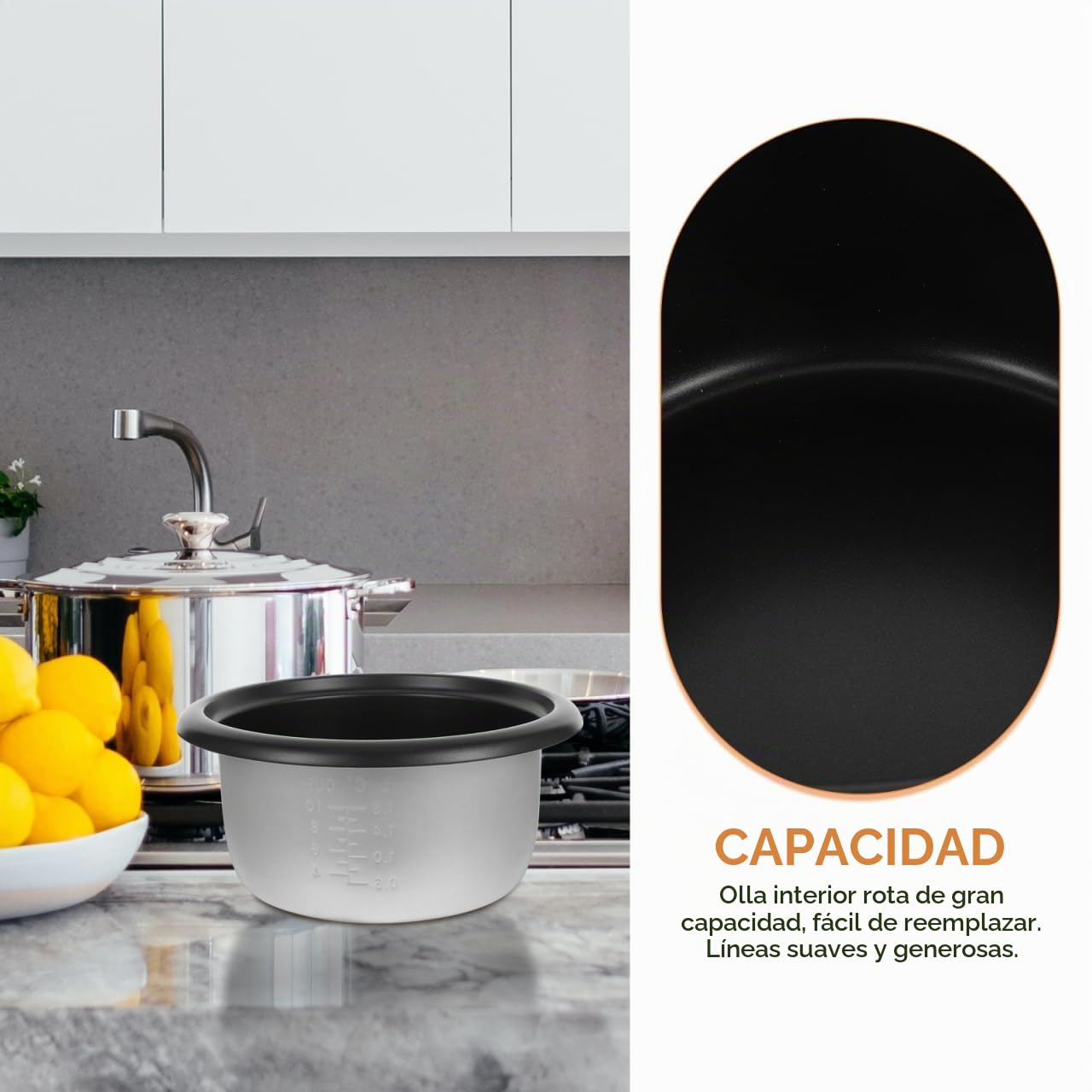 Alipis Olla Interior Para Olla Arrocera Antiadherente Repuesto De Cocina EléCtrica 10.55X10.55X4.92In Accesorio VersáTil Para Casa Hotel Dormitorio