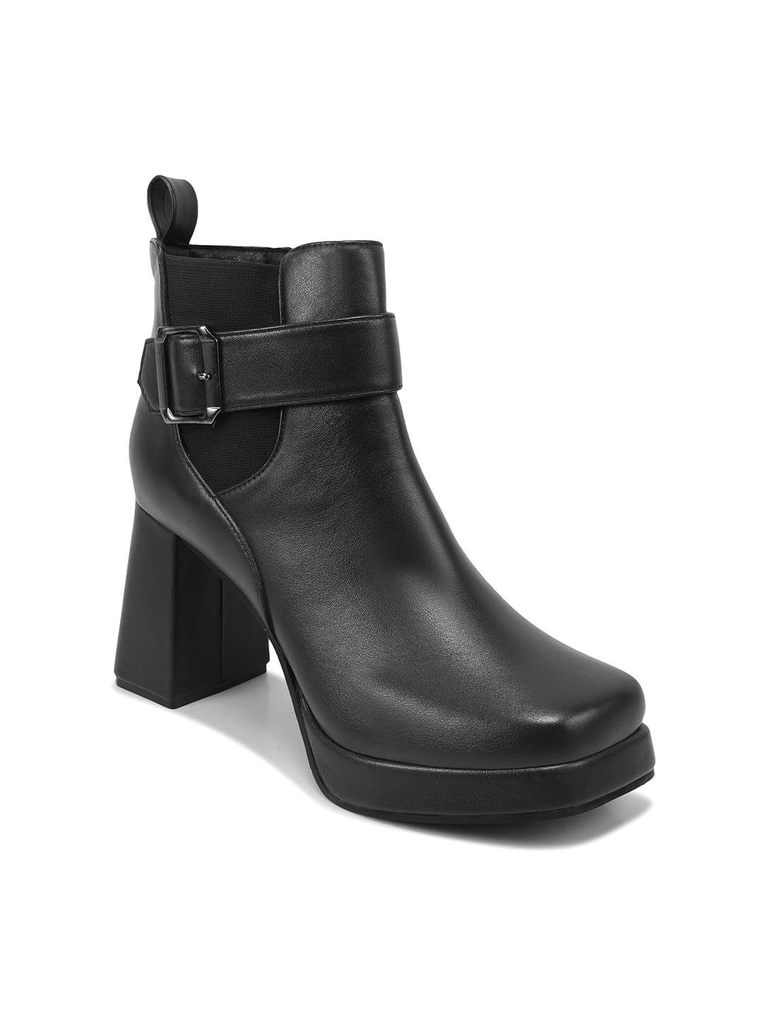 Black Platform Block Heel Boots-image-2