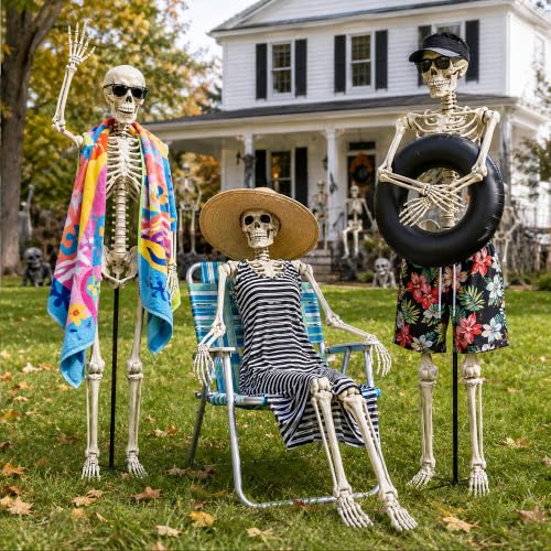 2 Set Adjustable Halloween Skeleton Stand, 5.4 Ft Metal Skeleton Pose Stand by Watayo - Used condition - Image 7