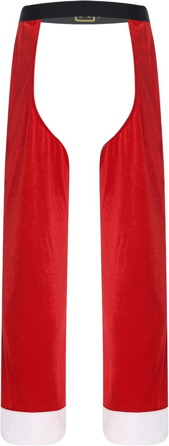 Womens Christmas Velvet Pants Santa Clauc Costume Bottoms Xmas Holiday Hollow Out Pants