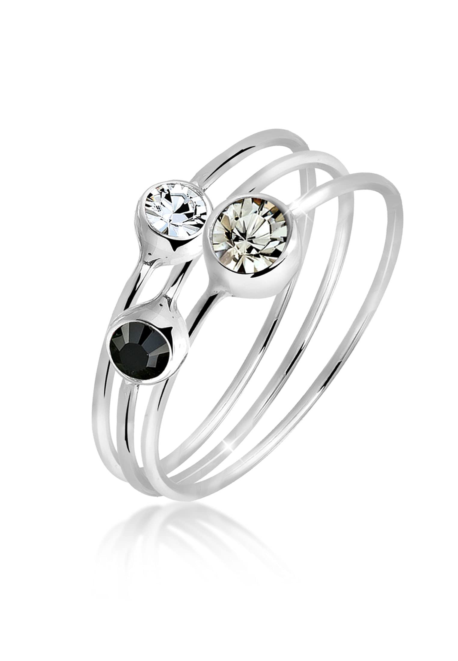 Elli Ring Set Stacking Crystal 925 Sterling Silver