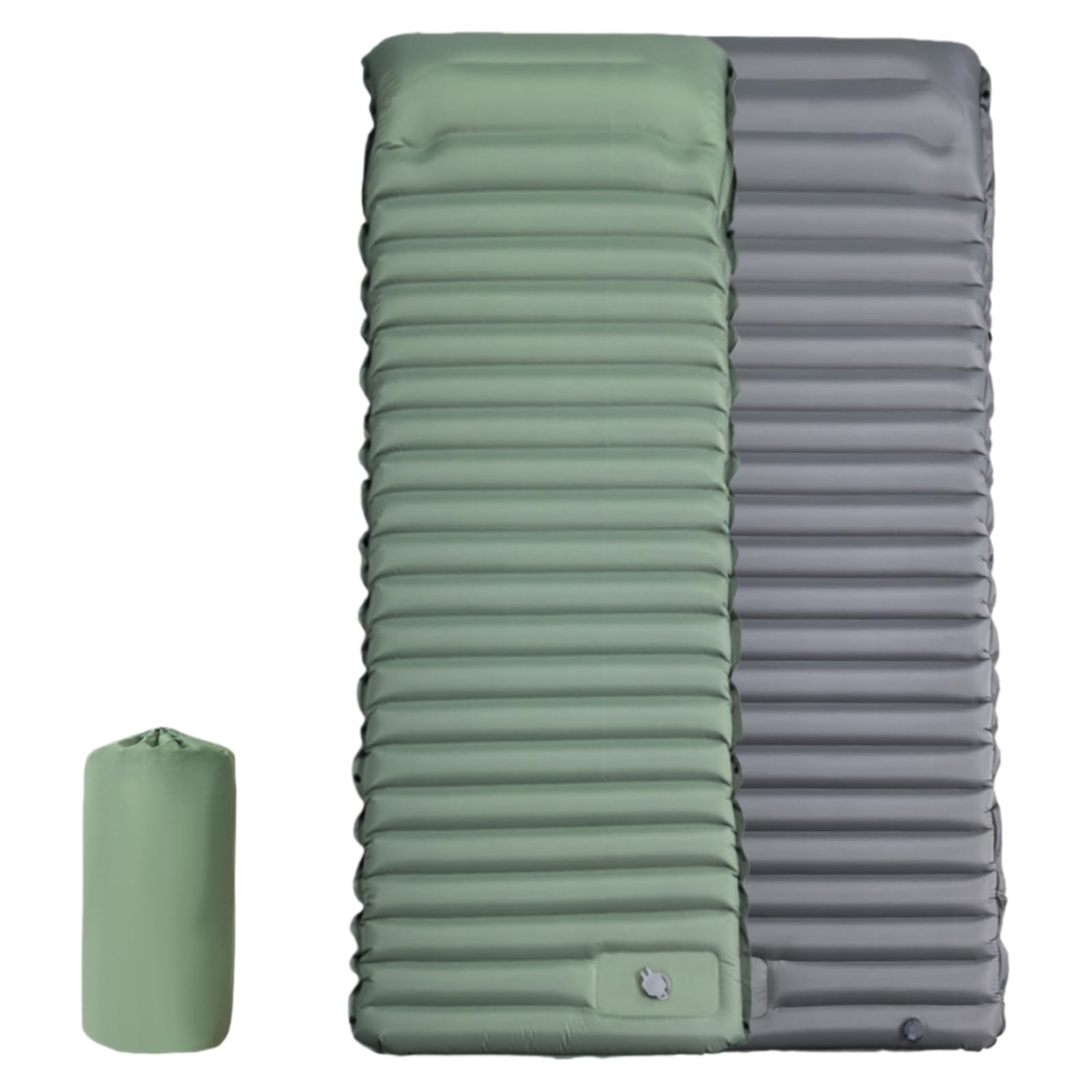 Neksong Kilos Gear Air Sleeping Pad Outdoor Camping Sleeping Pad Inflatable Mattress With Pillow Ultralight Air Mat Built-in Inflator Pump For Travel Hiking Fishing (Front: green Back: grey)