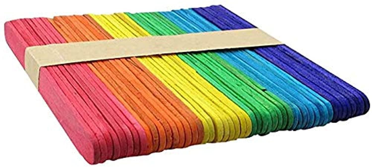 PARTY TIME - 50Pcs. Colorful Wooden Stick DIY Wooden Stick Popsicle Ice Cream Sticks Hand Crafts Art Educational Toys For Kids