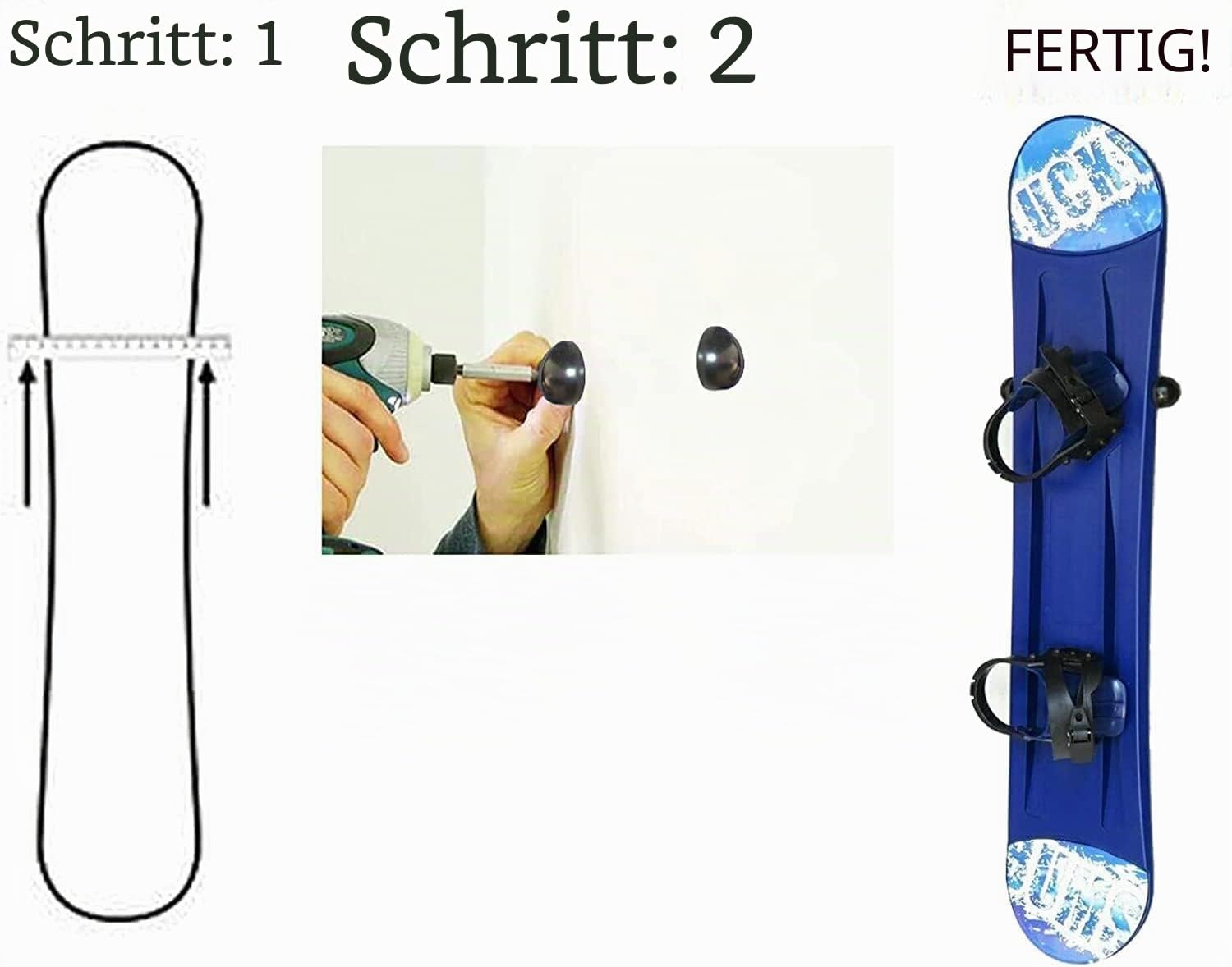 AUXPhome 4 Stück Ski-/Snowboard-Wandhalterung, schwimmende Aufhänger-Rack Wandhalter – Edelstahl – abriebfestes Gummi schützt die Kanten Ihres Boards – Hardware im Lieferumfang enthalten – Hält 2