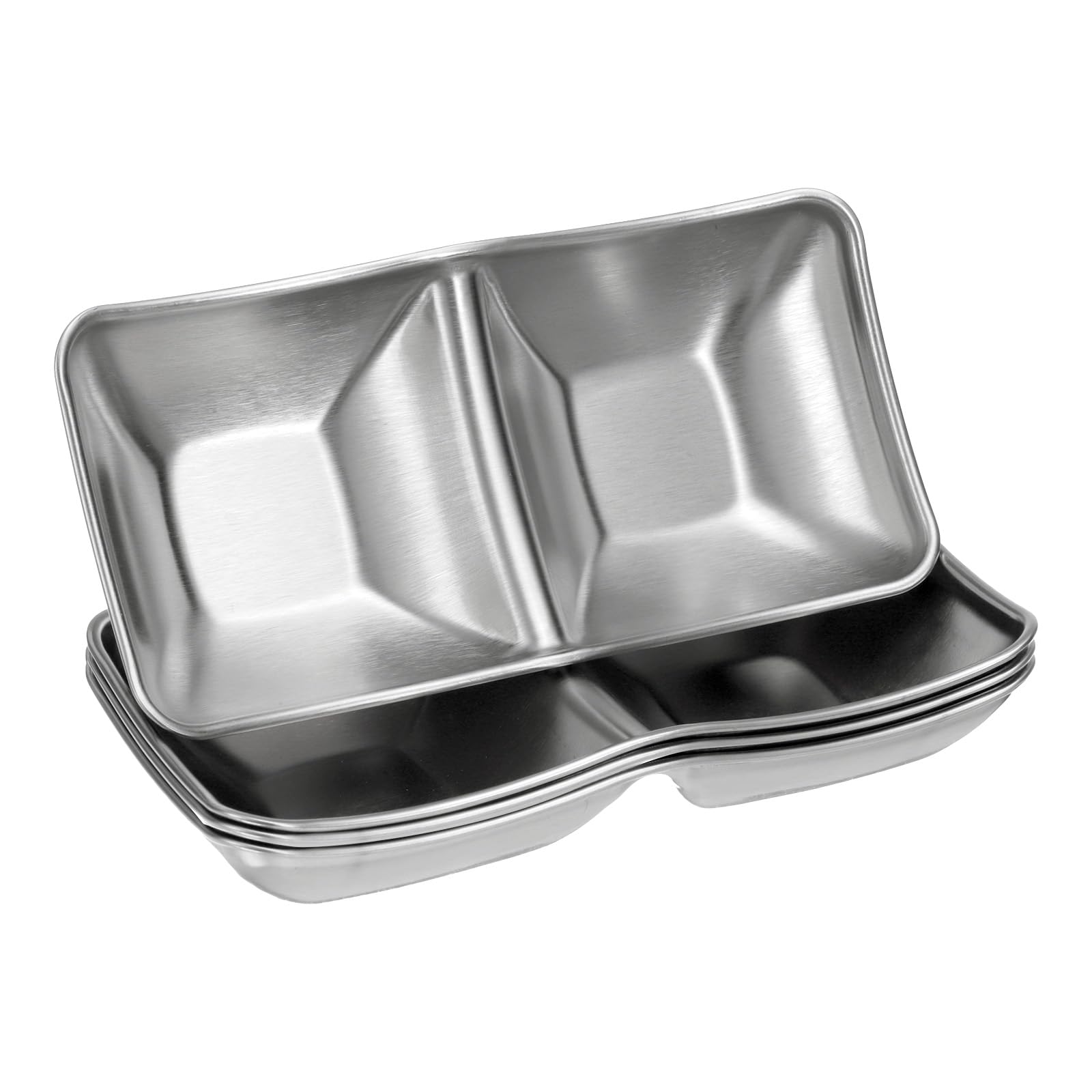 Plat à sauce en acier inoxydable uxcell à 2 compartiments pour sushi