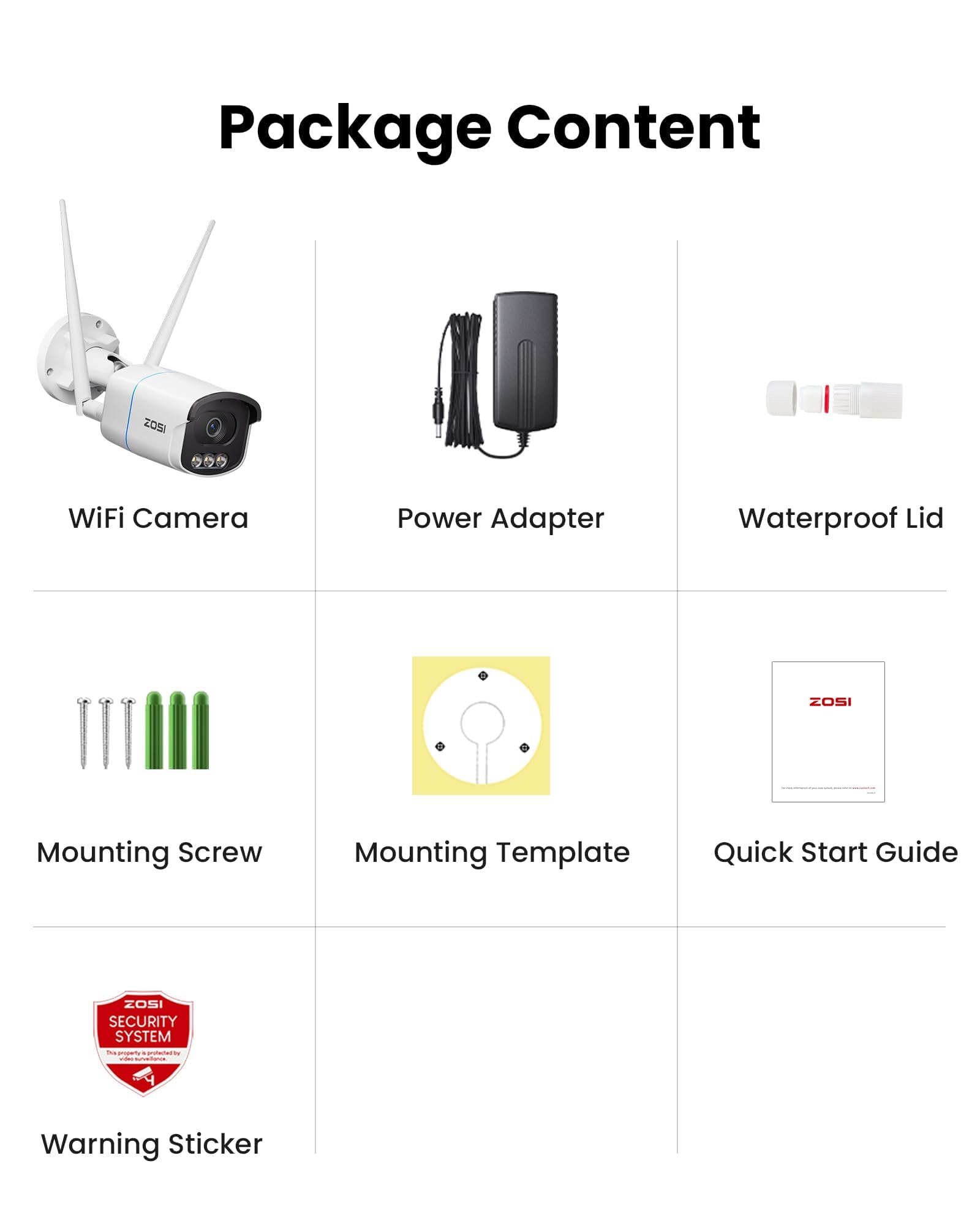 ZOSI 4K Cámara de Vigilancia Exterior WiFi-6, Cámara Adicional para ZOSI 8MP CCTV Kit de Videovigilancia WiFi-6, Imagen Color Día y Noche, Audio Bidireccional