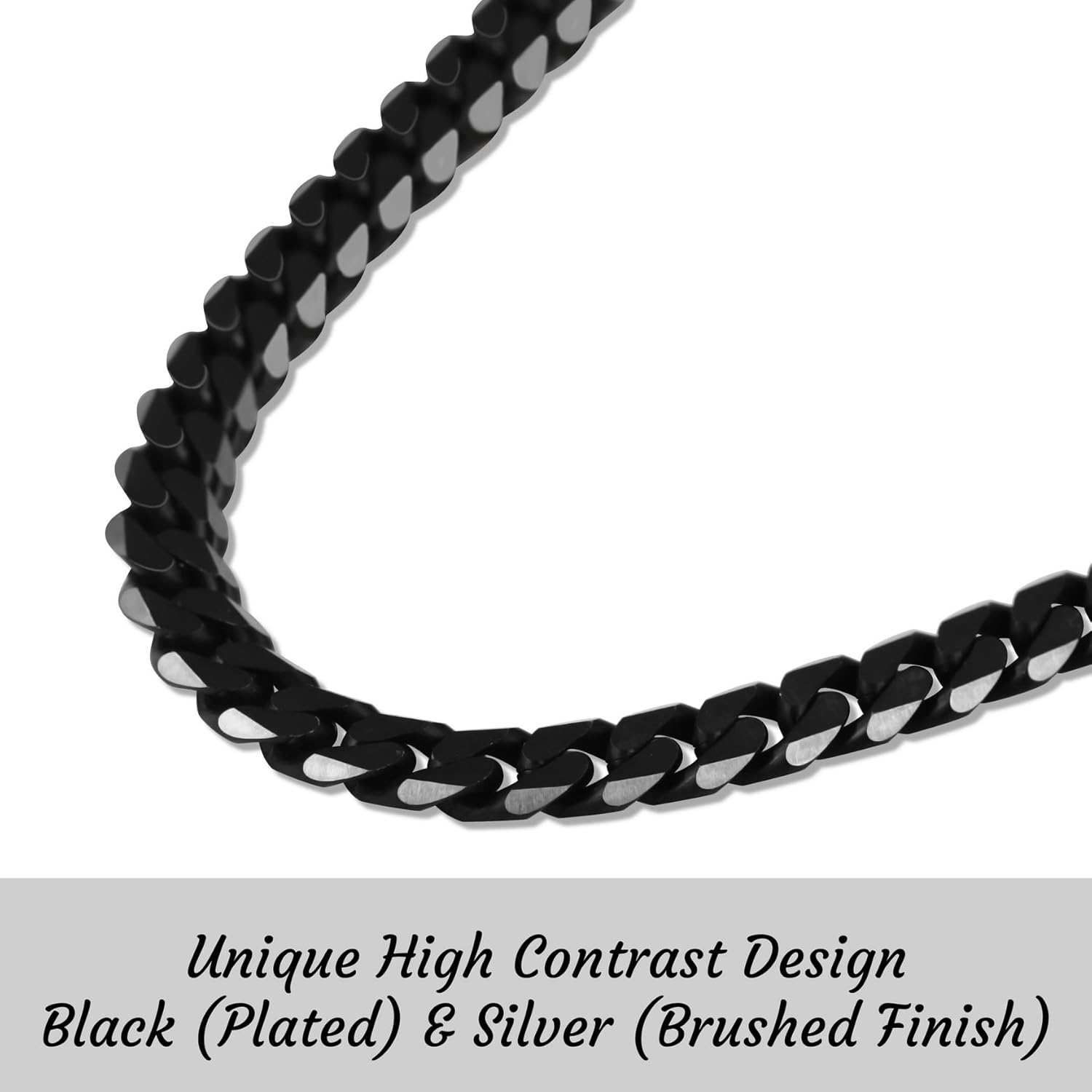 MMXX Cuban Link Chain for Men Women Black Chain Necklace Water Resistant 316L Stainless Steel Cuban Link 3.5mm/5mm/6mm/8mm Wide Mens Hip Hop Jewelry, 16-28 Inches - Image 3