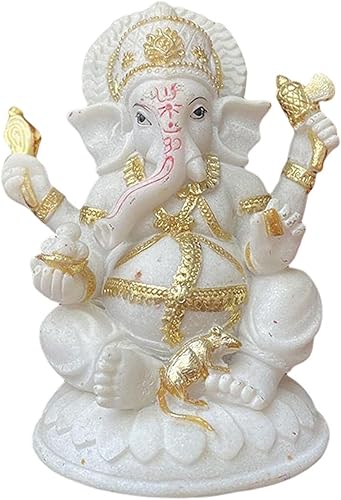 Milageto Figuras de Ganesh, escultura religiosa de Buda, decoración tallada a mano, centro de mesa, elefante hindú, estatua de resina de Dios para