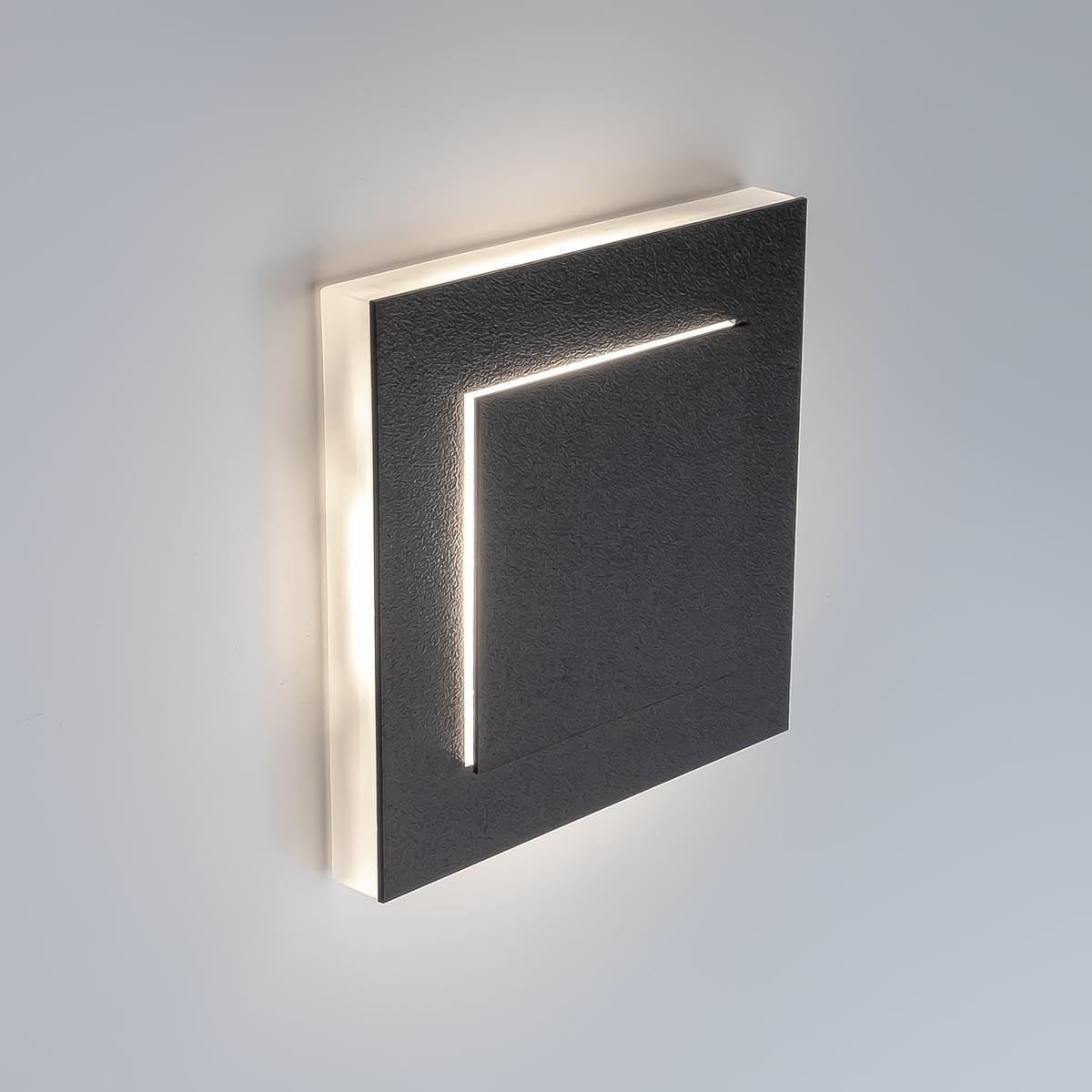 LED Treppenleuchte mit Bewegungsmelder eckig schwarz Lichtfarbe auswählbar (CCT) - Lichtaustritt: Doppio