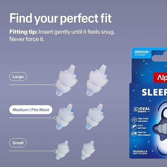 Alpine SleepDeep Ear Plugs|1 Pair (Size M) | Earplugs for Sleep | 27dB SNR