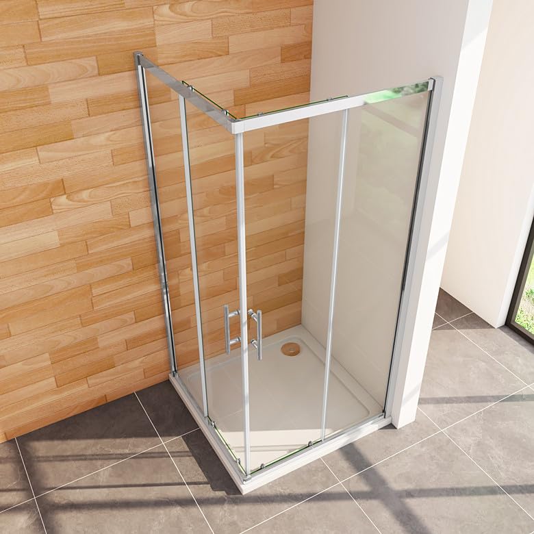 Aica Sanitär 80x80 90x90 100x100cm Duschabtrennung Duschkabine Eckeinstieg Dusche Sicherheitsglas H180/185/195/200cm Viertelkreis Quadrat