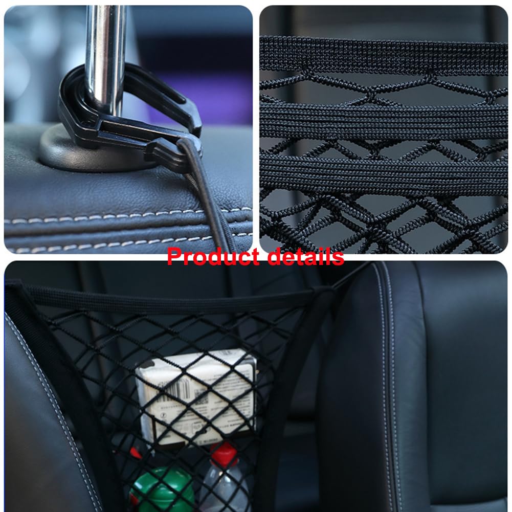 Car Purse Holder Between Seats Car Organizer, Leather Large Capacity Car Handbag Holder For Front Seat, Seat Back Net Bag Double-sided Tissue Storage Handbag Holder Car Divider (Black