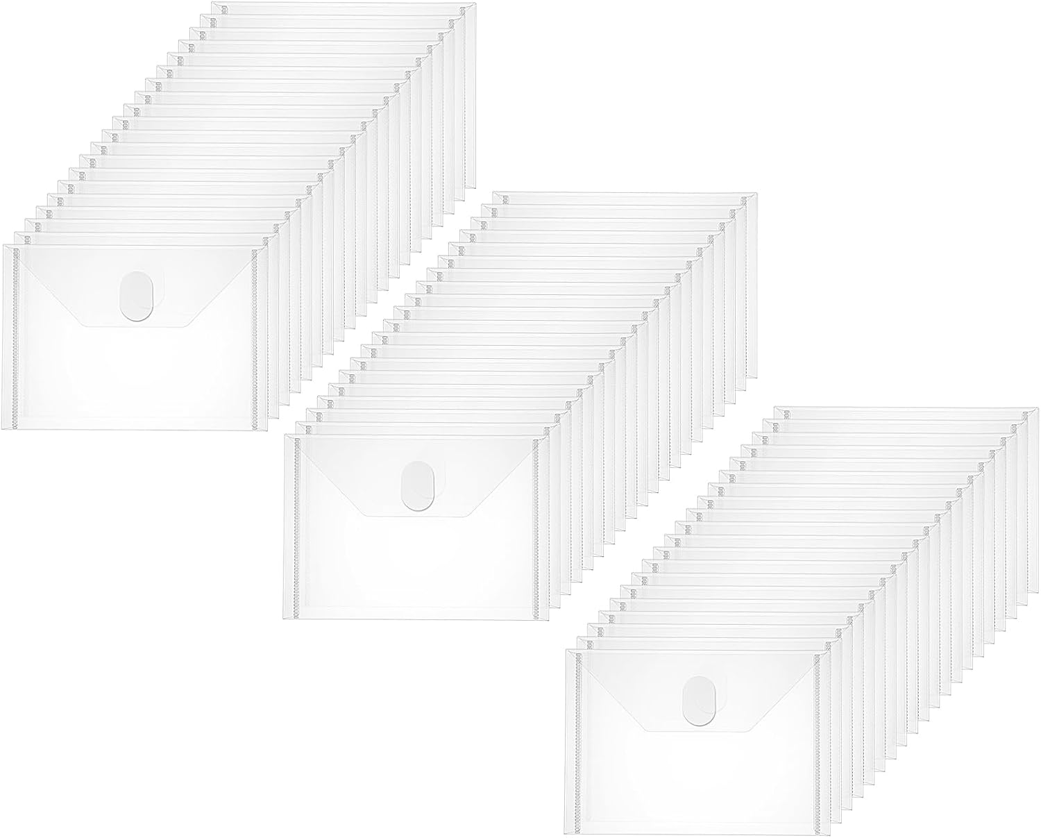 60 Pack 5x7 Small Plastic Envelopes Bag Hook Loop Closure Receipt Storage Holder Clear Die & Stamp Storage Bag for Embossing Crafts DIY Scrapbooking Paper Card Craft Organizer Holder