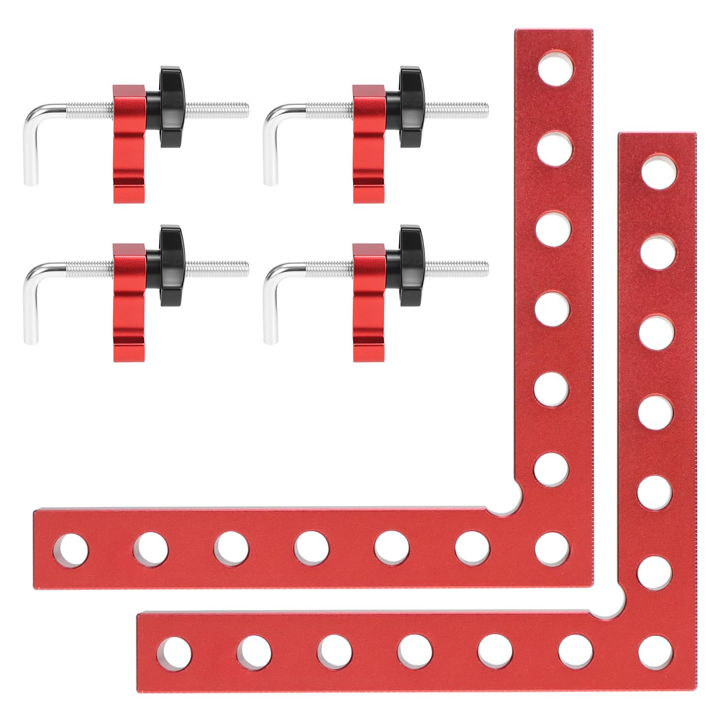 QWORK® Lot de 2 Équerres de Positionnement à 90Degrés en Alliage d'Aluminium, Outils de Travail du Bois pour le Armoires, les Cadres Photo, les Boîtes (140 mm)