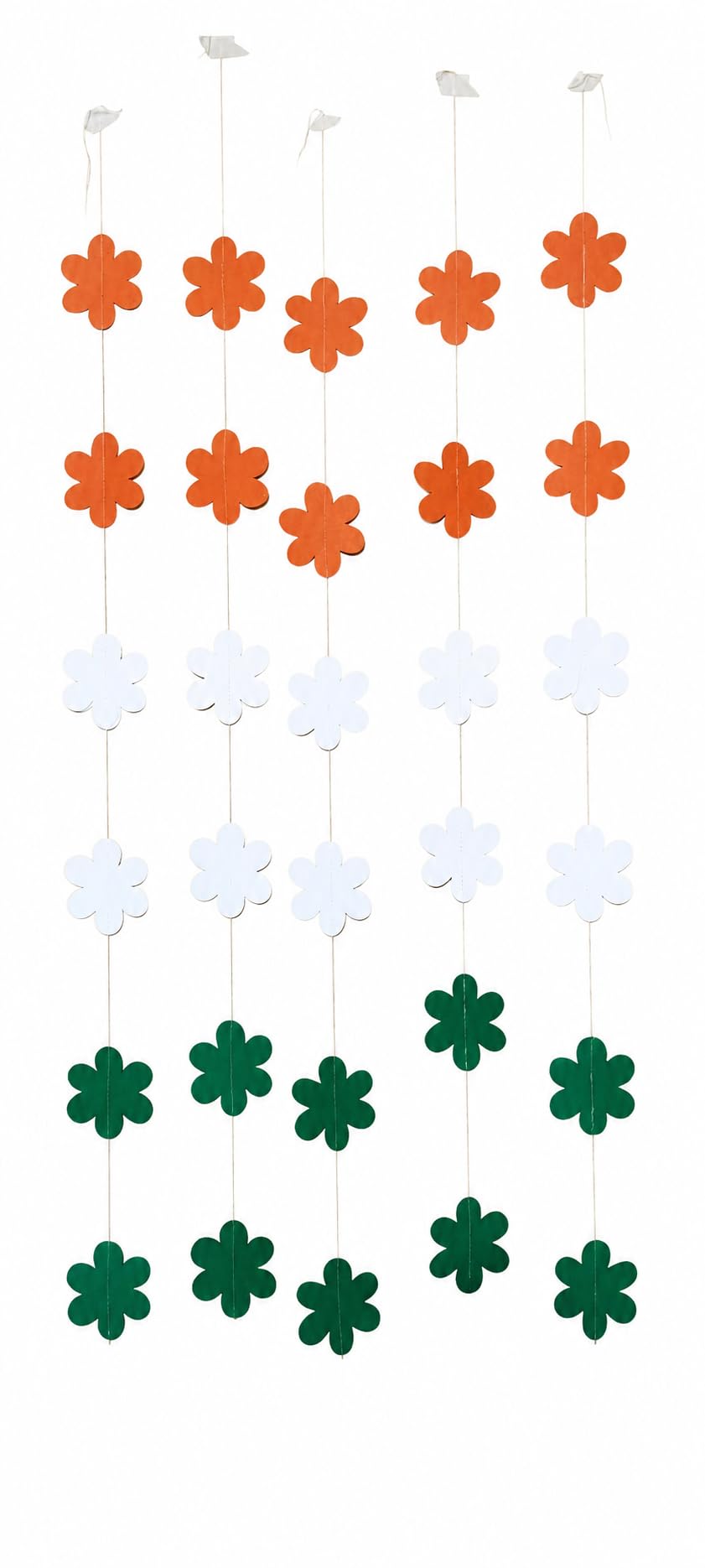 Tricolor Flower Hanging Paper Garland Decoration | Orange White Green Floral Hanging Strings for Independence Day, Republic Day, School, Office, Home & Party Decor | Pack of 5-image-27