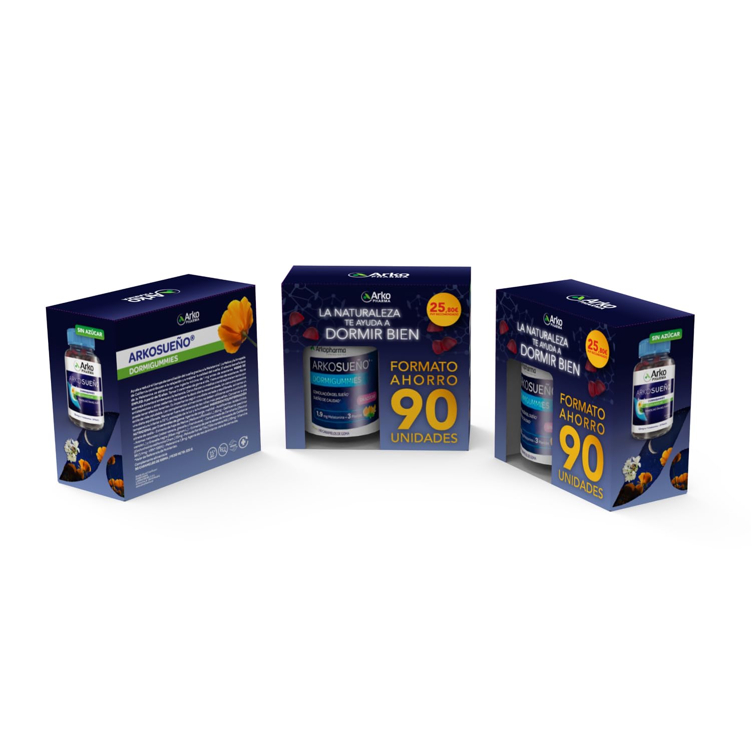 Arkopharma Arkosueño Dormigummies 90 Gominolas Sin Azúcar, Conciliar Sueño Fácilmente, 1,9mg Melatonina, Melisa, Tila y Amapola de California Para Dormir, Vegano