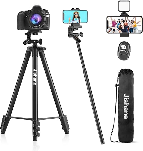 Trípode para cámara de 71 pulgadas, trípode versátil para teléfono celular con soporte remoto inalámbrico para teléfono y bolsa de trípode, soporte