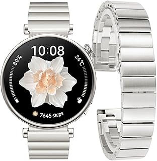 سوار متوافق مع ساعة هواوي GT4 41 ملم / فوسيل كيو فينتشر الجيل 4/3 / الجيل 5E للنساء 42 ملم / الجيل السادس للنساء من ديليل، سوار بديل من الستانلس ستيل 18 ملم للنساء والرجال