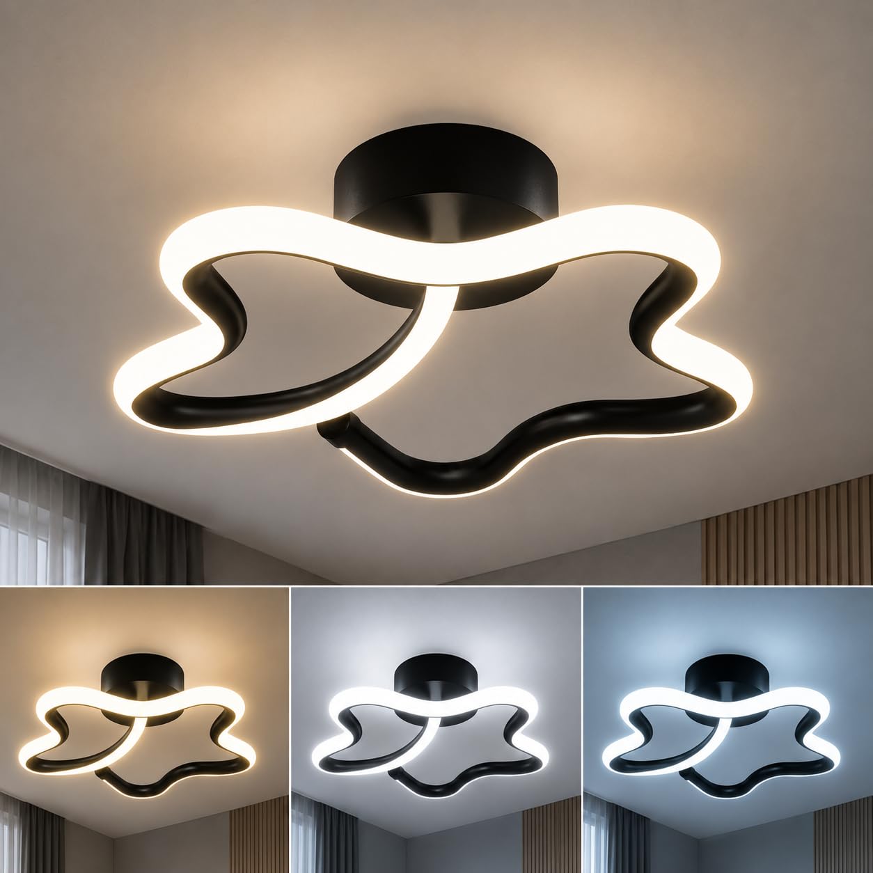 Modern Star LED Ceiling Light-CRI 97+ Eye-Protecting 15W Flush Mount Lamp (50W Design Performance), 3 Color Modes, Flicker-Free 50V Low Voltage Safety, Office, Indoor & Outdoor-image-48