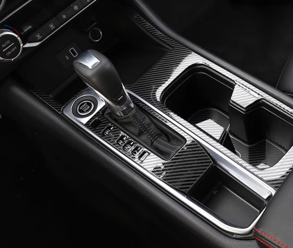 Car Accessories Fit for Nissan Sentra 2020 2021 2022 2023 2024 2025 Interior Gear Shift Box Panel Cover Trim (Carbon Fiber) 1PC Stainless Steel