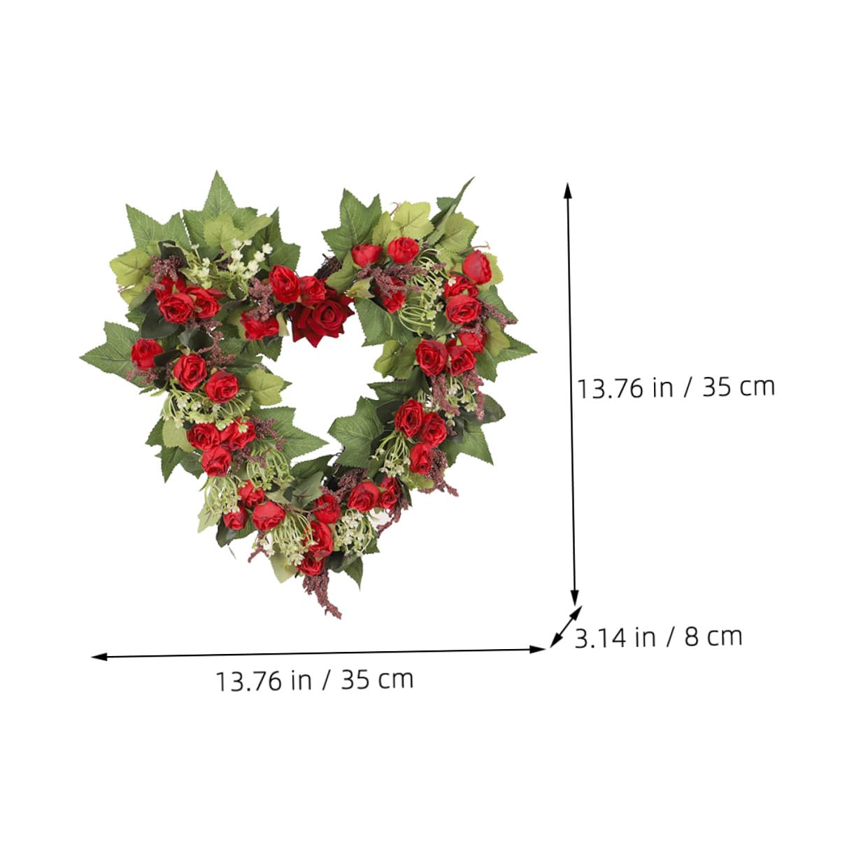 Romantischer Herzkranz aus Stoff Hängender Rosenkranz für Valentinstag und Hochzeit Dekorative Girlande für Haustür und Innenbereich