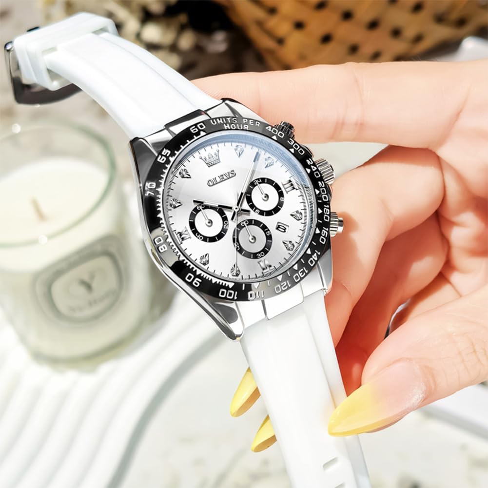 OLEVS Luxury Diamond Small Female Watches - Stainless Steel Bracelet, Waterproof Business Dress Analog Luminous Date Ladies Watches - Image 3