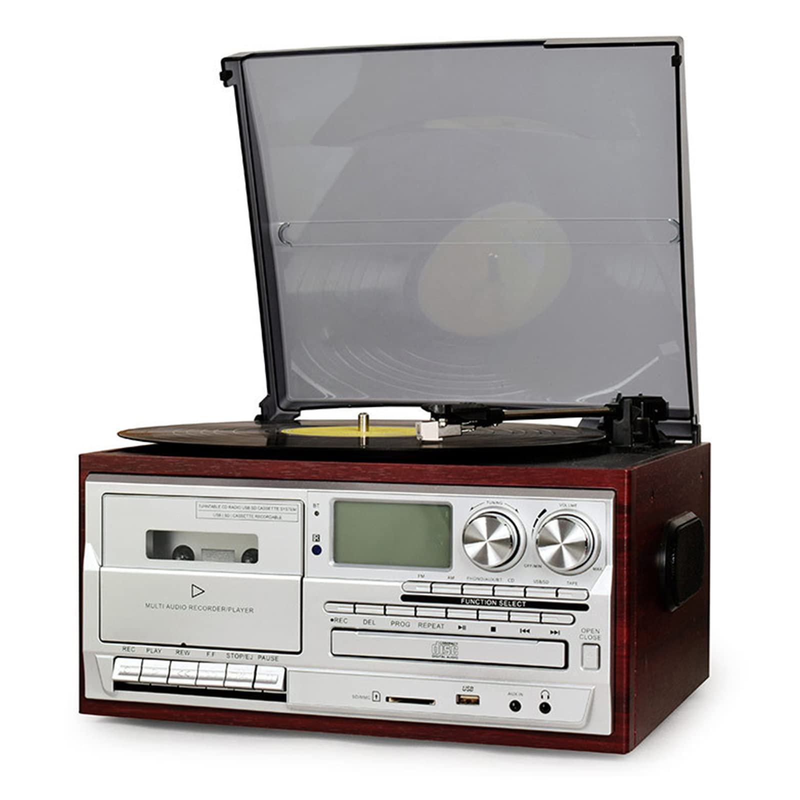 Gramofon Gramofon Bluetooth Przenośny 3-biegowy z napędem pasowym gramofon LP gramofon stereo FM radio vintage odtwarzacz winylowy