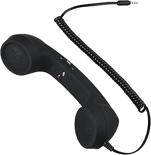 Parishop スマホ 受話器 iPhone iPad 用 携帯電話用ヘッドセットコンピューター 首に挟める アイフォン アンドロイド レトロ 電話機 3.5mm プラグ 対応 有線電話 反放射線機能 便利 (ブラック)
