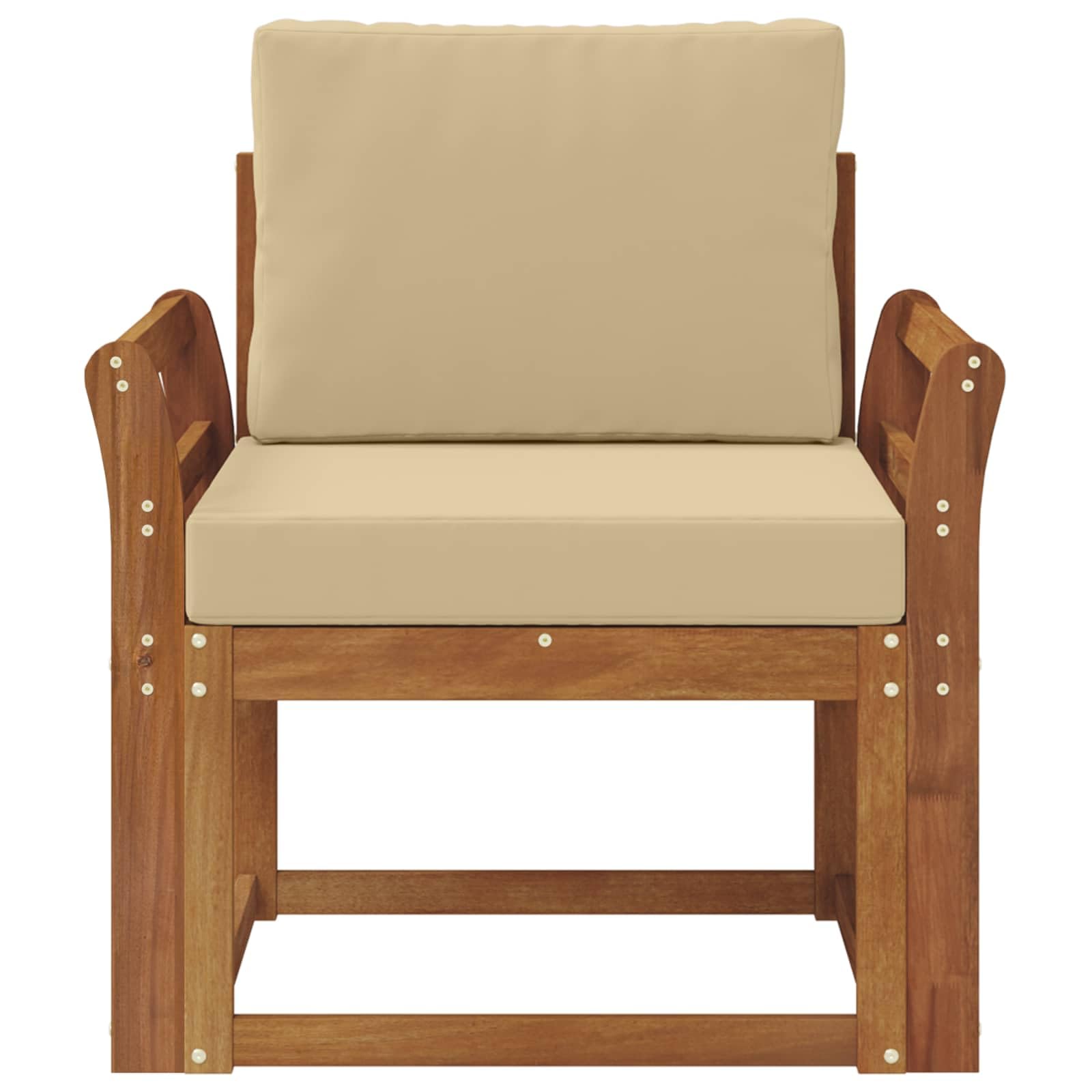 Set di mobili da giardino in legno di acacia massiccio e poliestere naturale, per esterni, balcone, terrazza, giardino, D