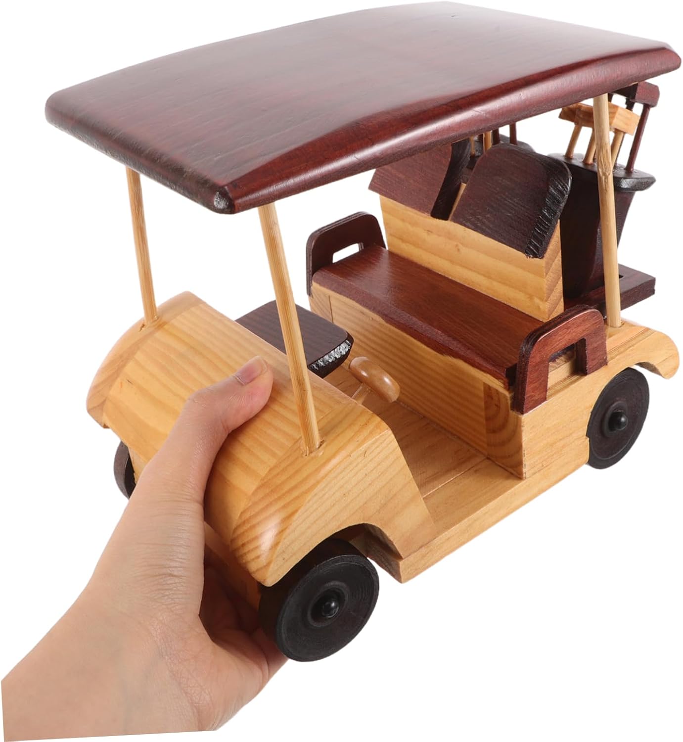 Wooden Antique Car Sculpture Rustic Vehicle Ornament with Artistic Handcarving for Home Decor Vintage Car Model for Desk Display and Collectors
