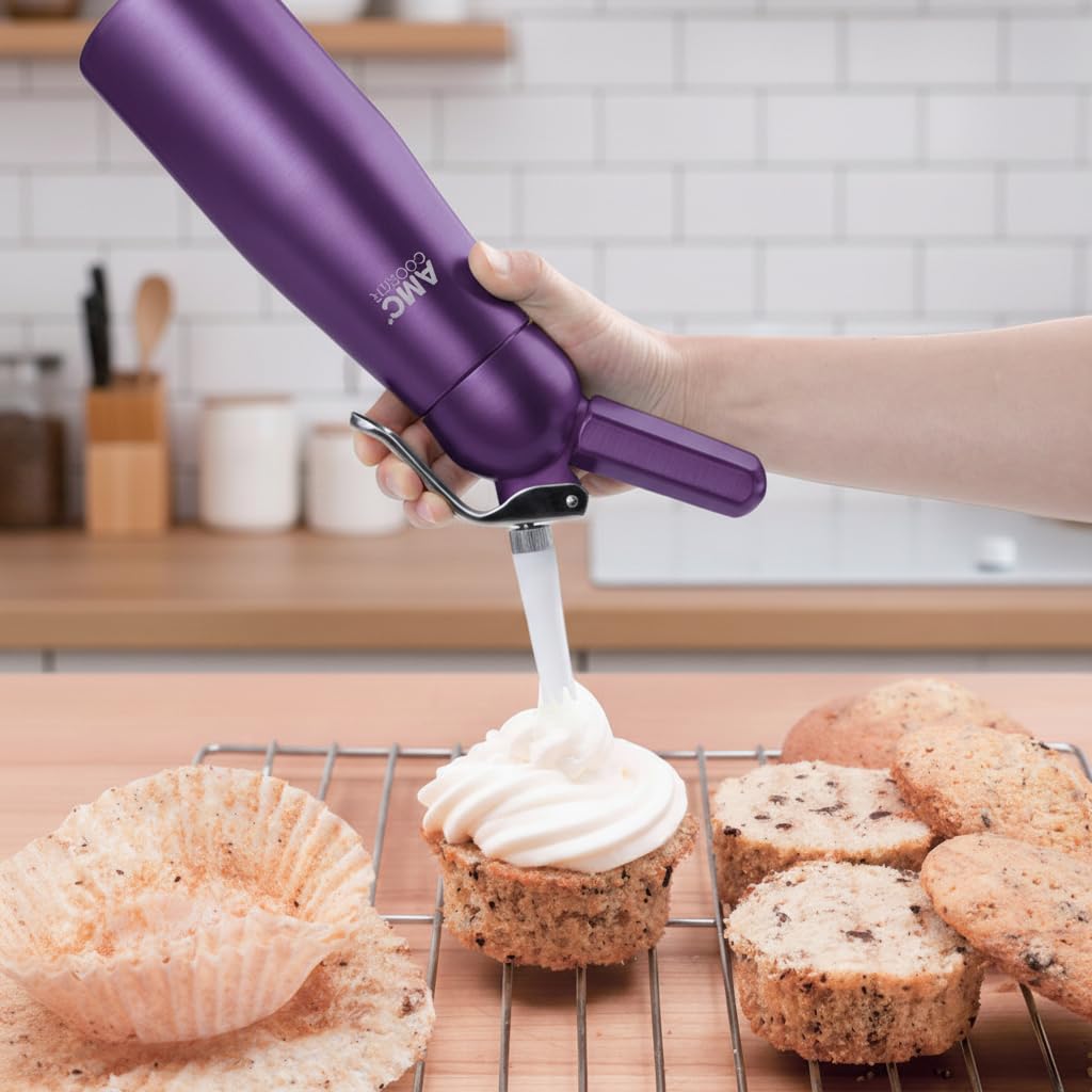 Sahnespender, Sahnesyphon, Sahnespender 500ml, Espuma Flasche, Schlagsahnebereiter Sprühsahne Sahnekapseln Sahnesiphon inkl. 3 Garniertüllen 1 Reinigungbürste, Sahnespender für Sahne,Dessert Herzhafte