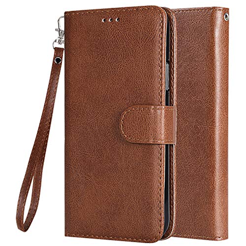 LEMORRY Carcasa para Huawei Mate 10 Lite Funda Estuches Multifuncional Bolsa Piel Cuero Billetera Cover con 2in1 Tarjeteros Magnética Suave TPU Silicona Tapa Funda para Huawei Mate 10 Lite (Marrón)