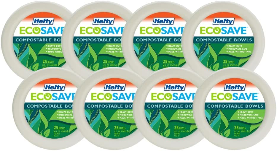 Hefty EcoSave Disposable Bowls, Made from Plant Based