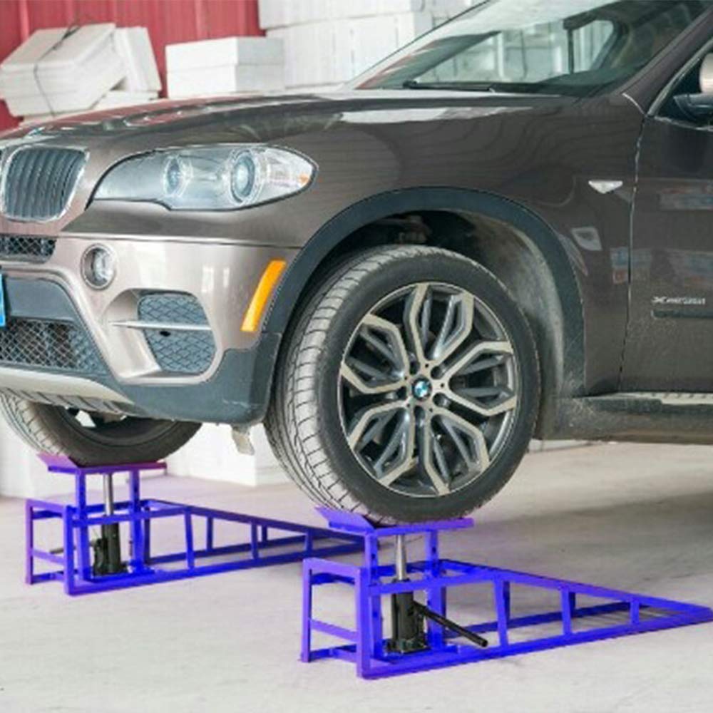 MCTECH Metal Vehicle Car Ramps With 2 Ton Hydraulic Jack Lift Car