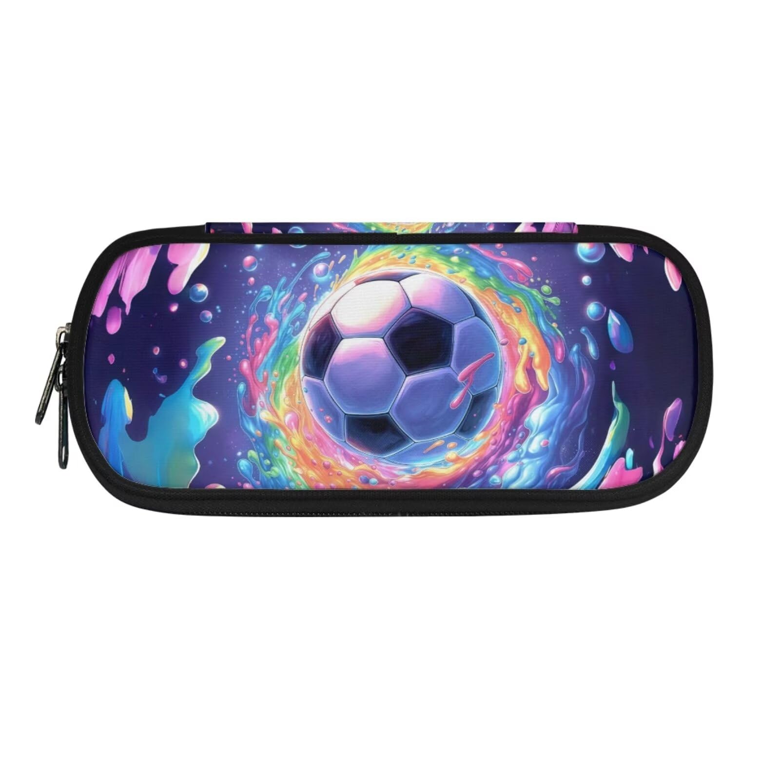 ASQVTIFE Colorful Soccer Pencil Case for School Little Boys Ages 4-8 Large Capacity Football Pencil Pouch with Compartments for Kindergarten School 4-Hole Binder Mesh Zipper Case Pen Bag Pocket