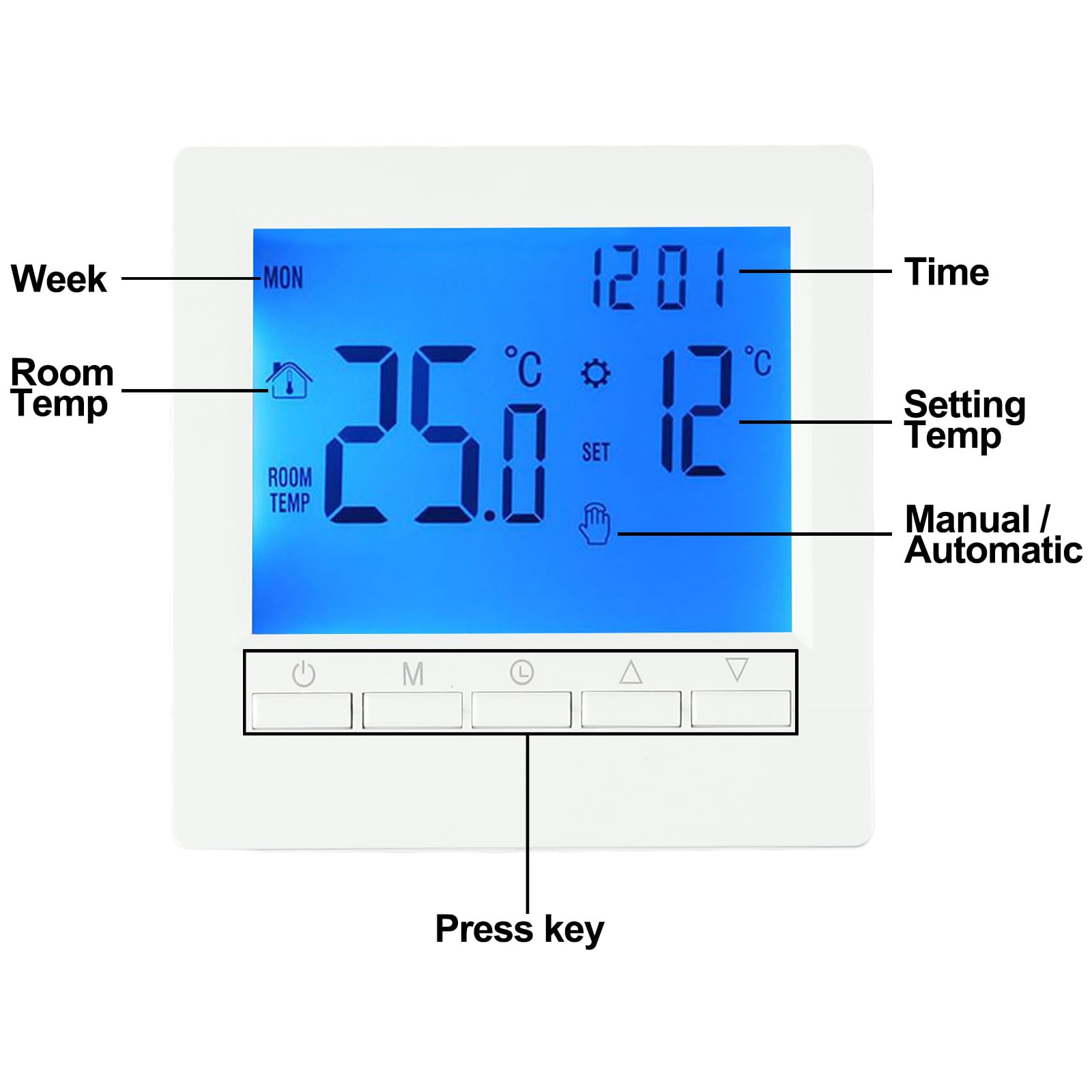 Digital Programmable Thermostat LCD Room Temperature Controller for Home Heating Boiler System Heating Screen Electric HeatingThermosta