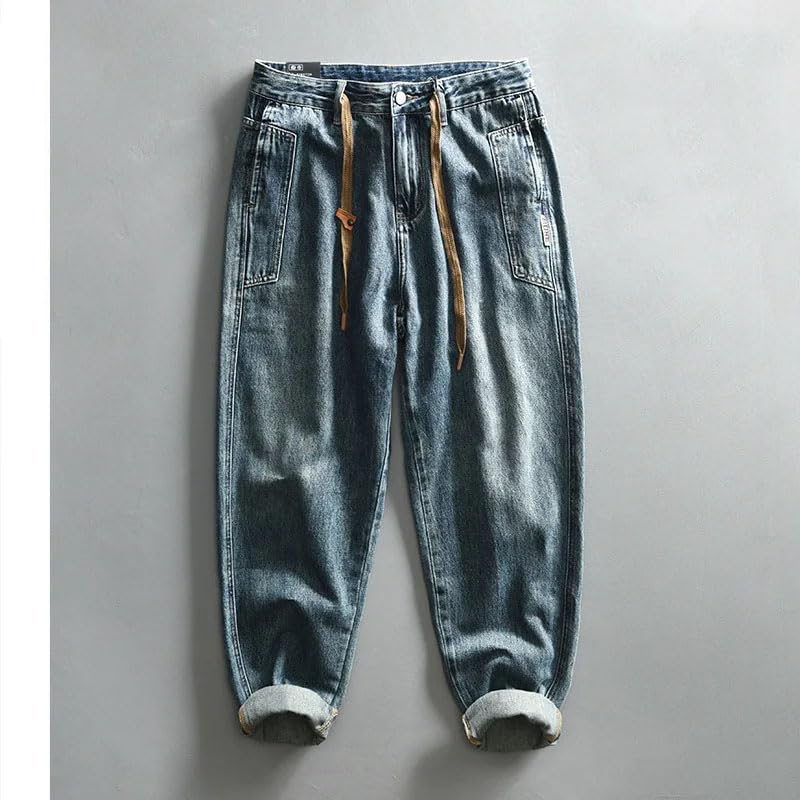 Spring Vintage Tapered Jeans for Men Cargo Soft Cotton Casual Streetwear Mens Pants2